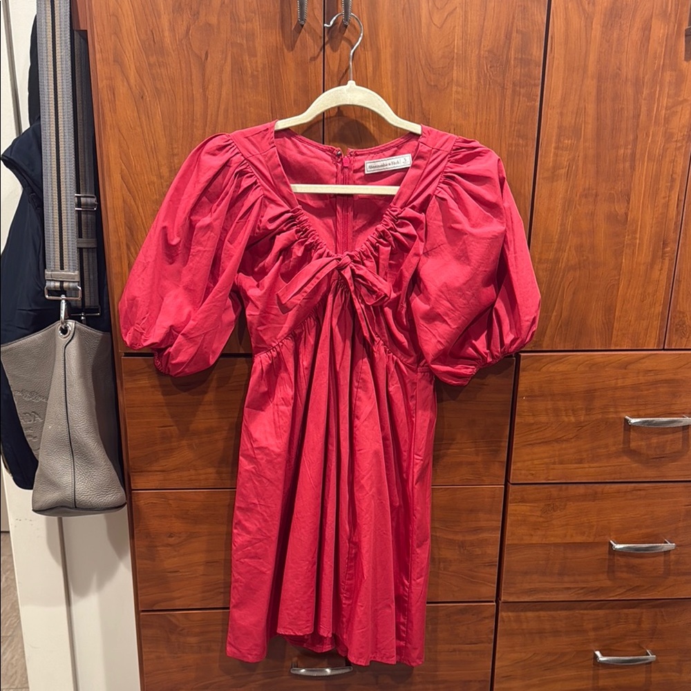 Red Puff Sleeve Dress